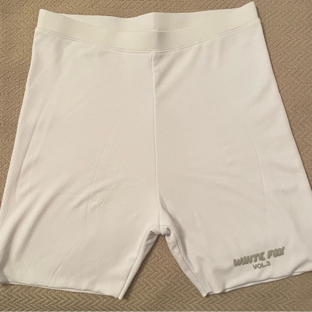 White Fox White Biker Shorts